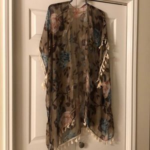 Sheer fringed overlay floral